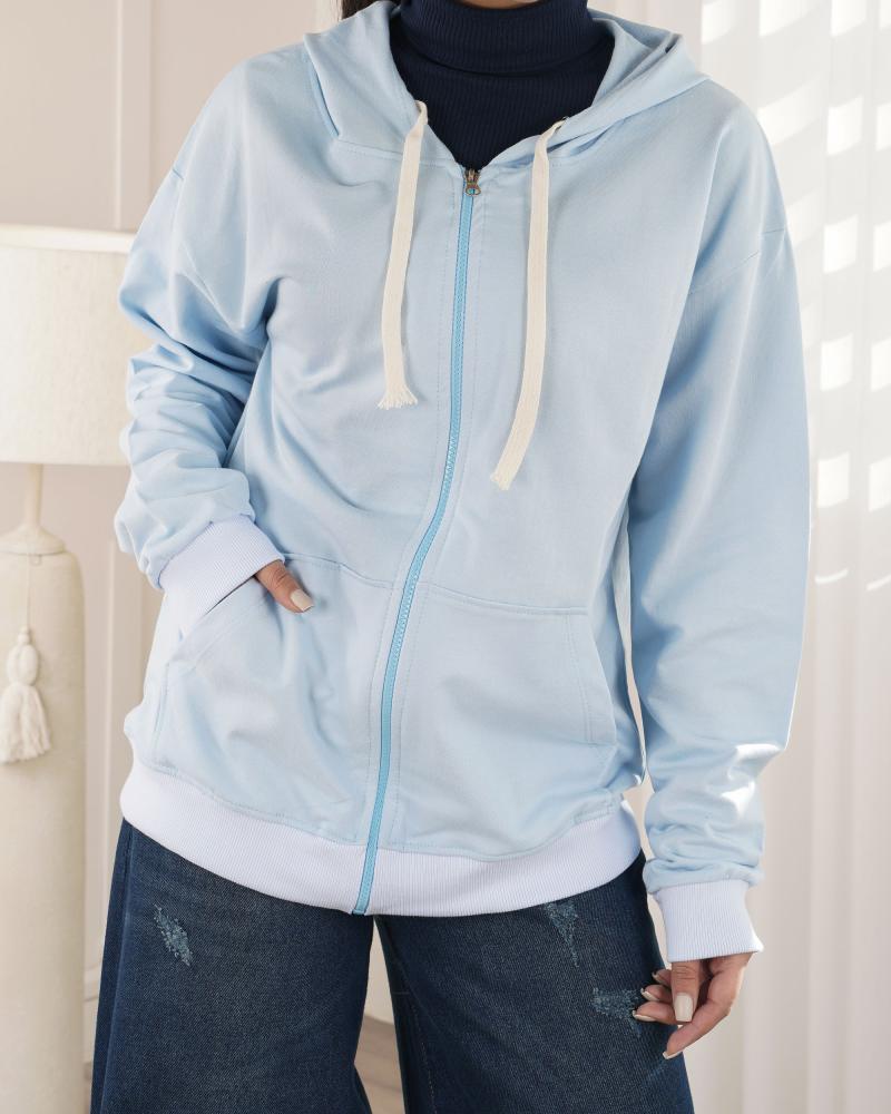 سویشرت دورس ساده آبی کد 26080