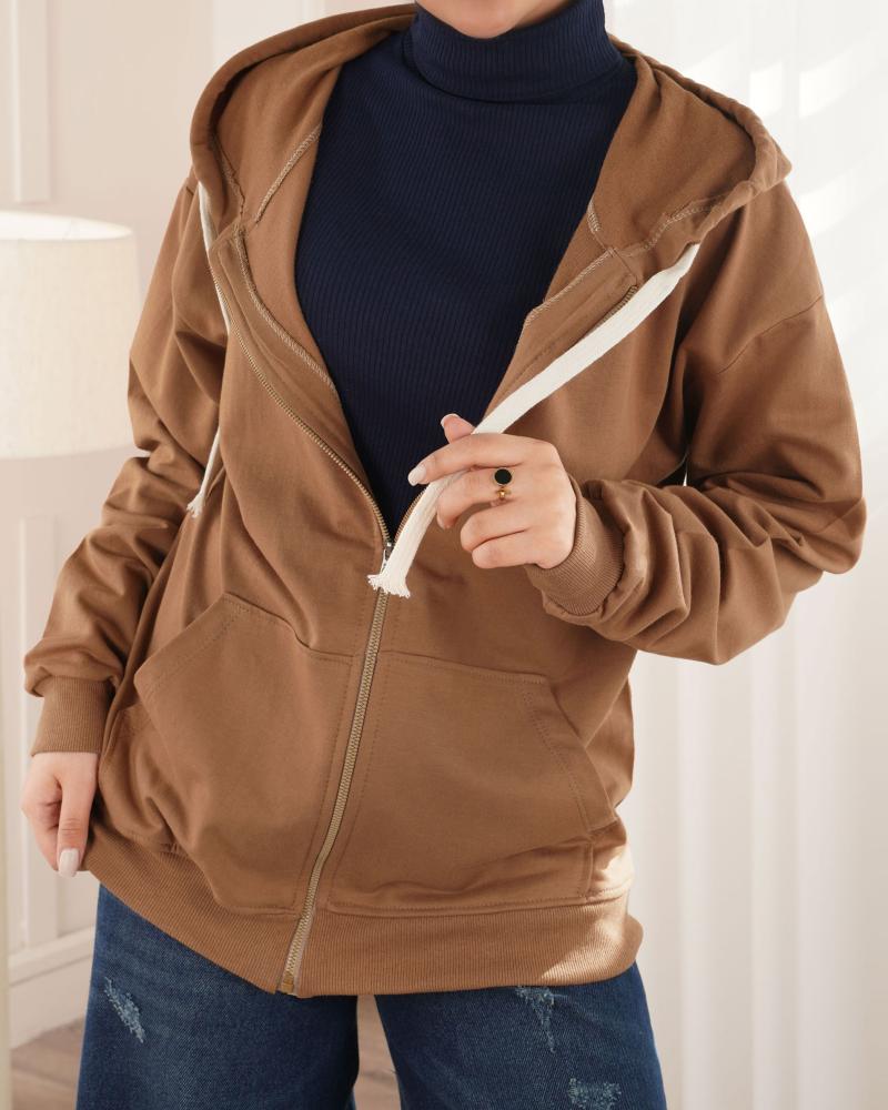 سویشرت دورس ساده دارچینی کد 26081