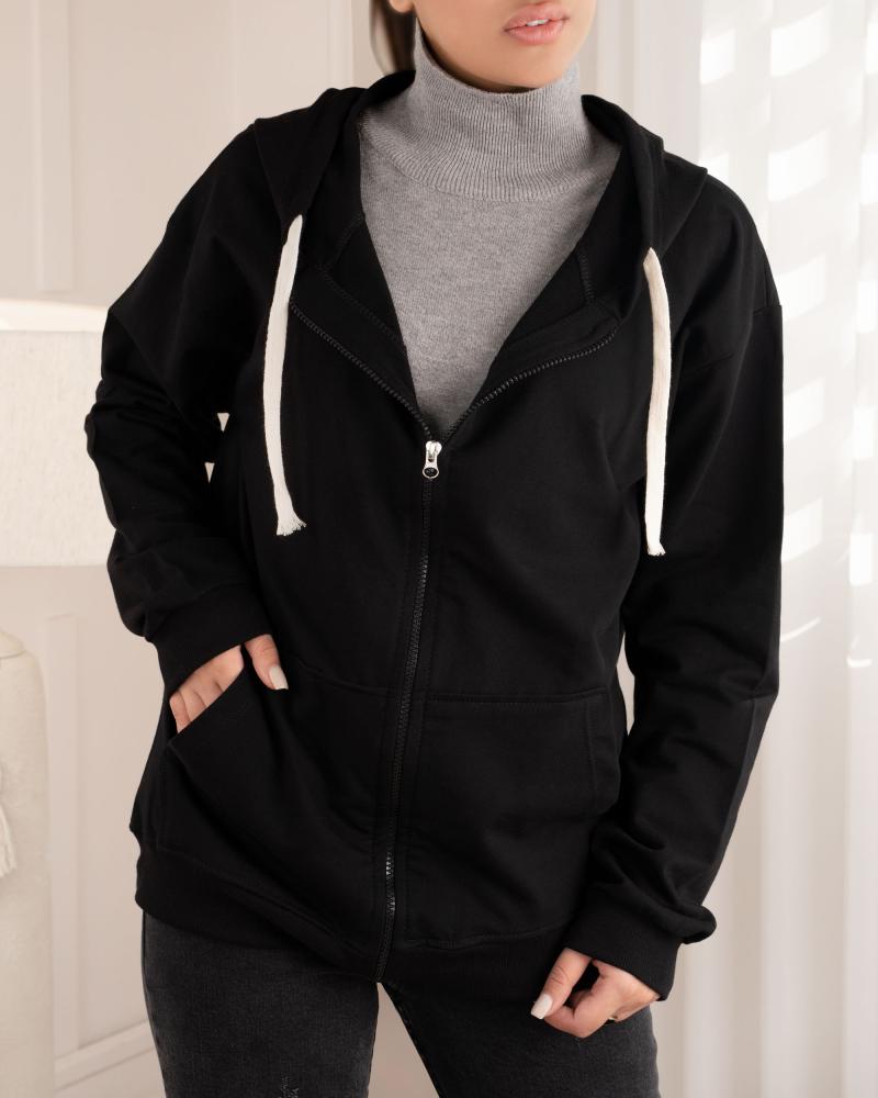 سویشرت دورس ساده مشکی کد 26075