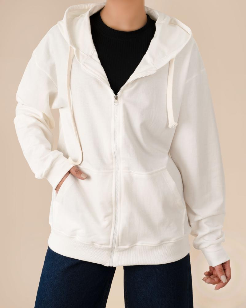 سویشرت دورس ساده سفید کد 26096