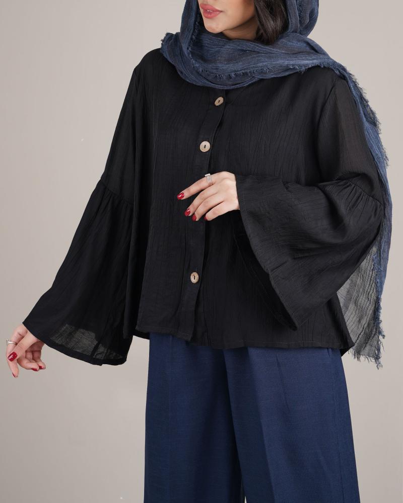 شومیز آستین عروسکی مشکی کد 24228