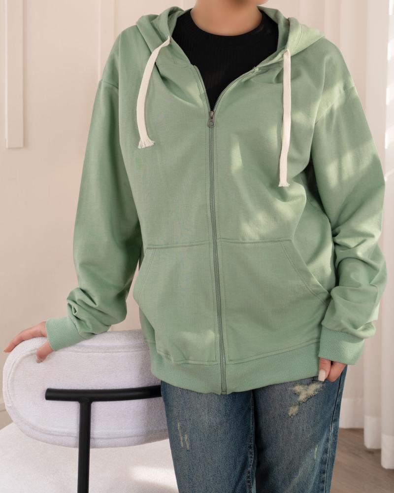 سویشرت دورس ساده سبز کد 26095