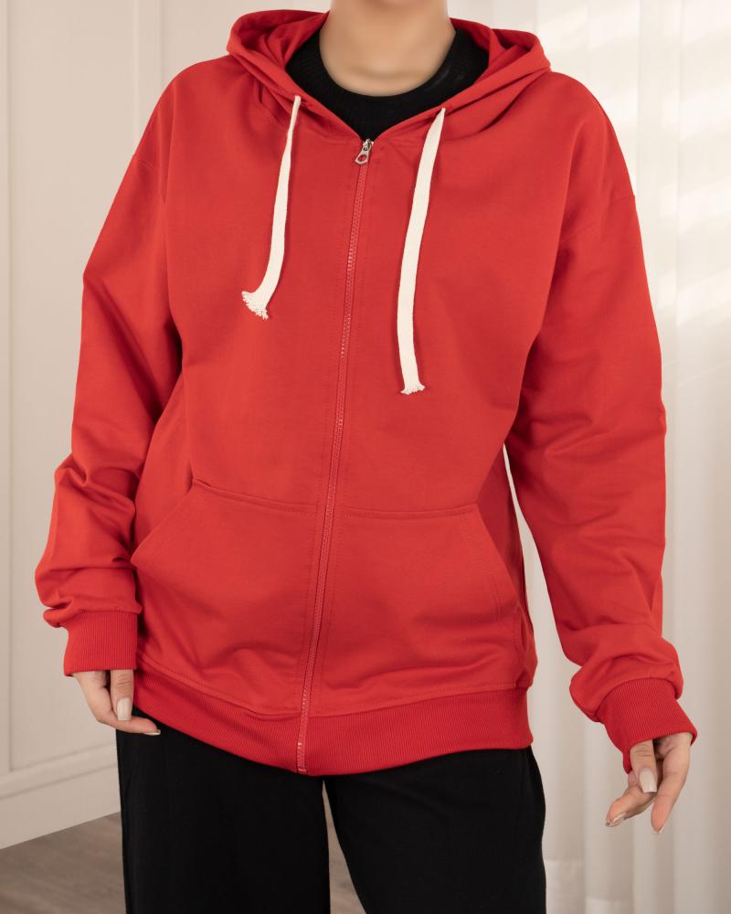 سویشرت دورس ساده قرمز کد 26106