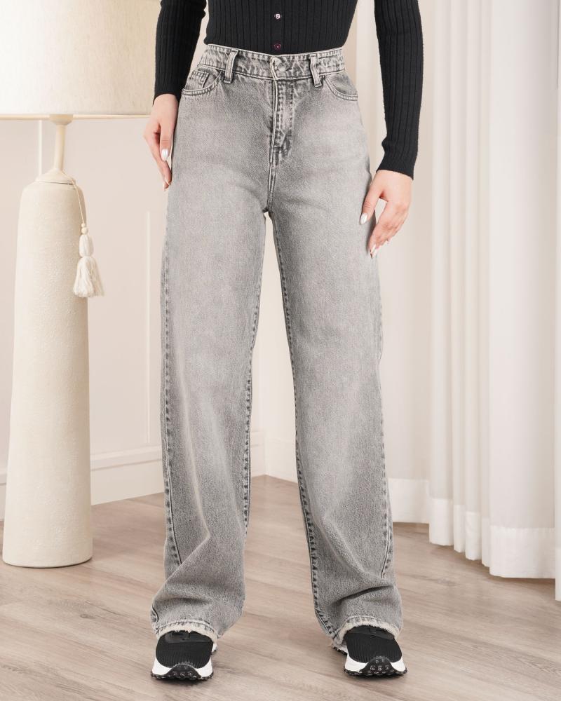 شلوار جین نیم بگ طوسی کد 40651