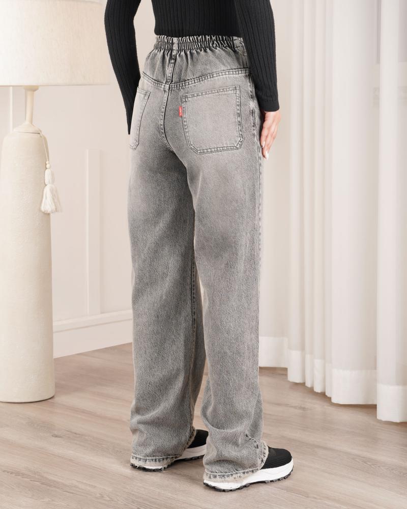 شلوار جین نیم بگ طوسی کد 40651