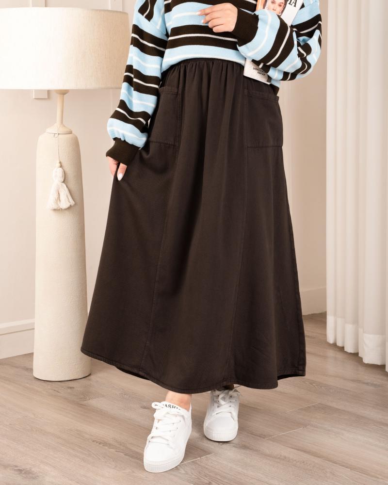 دامن ساده کتان کد 26968