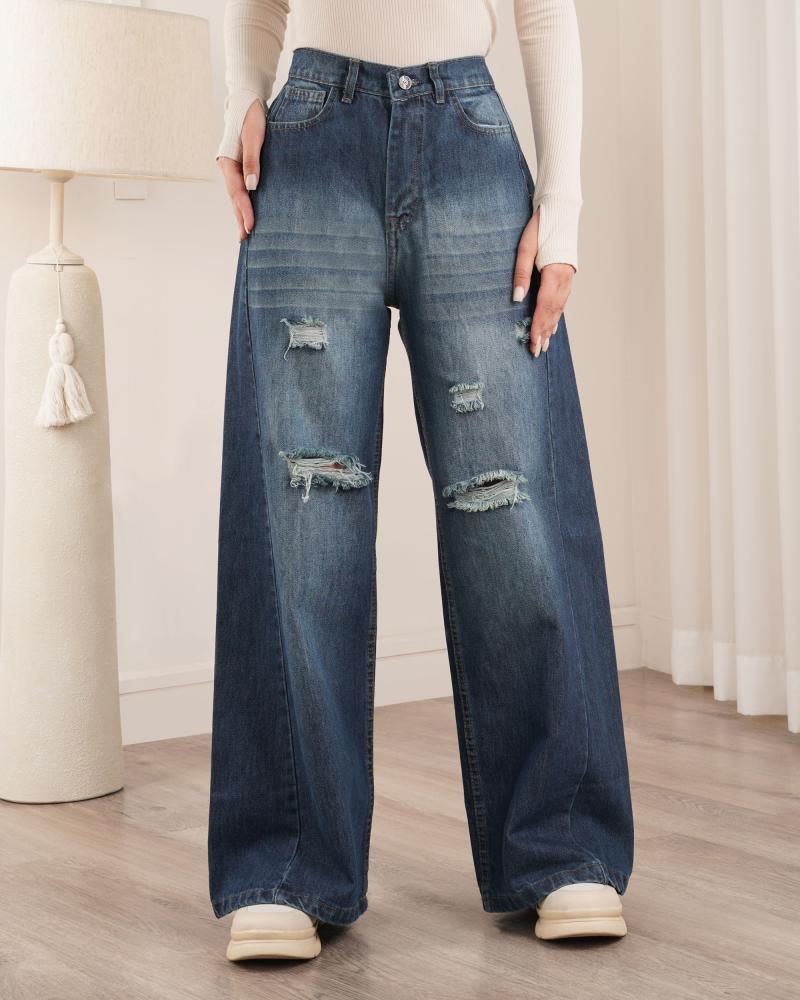 شلوار جین شافل بگ بهاره کد 2593