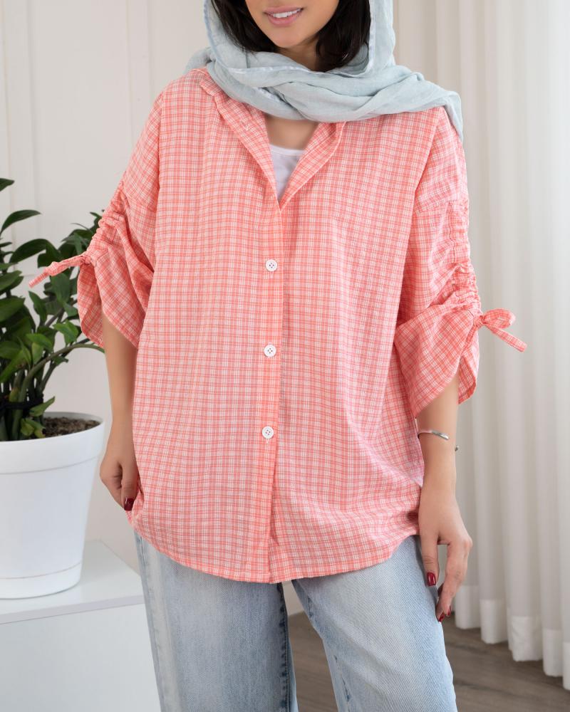 شومیز مانتویی گلبهی کد 24285