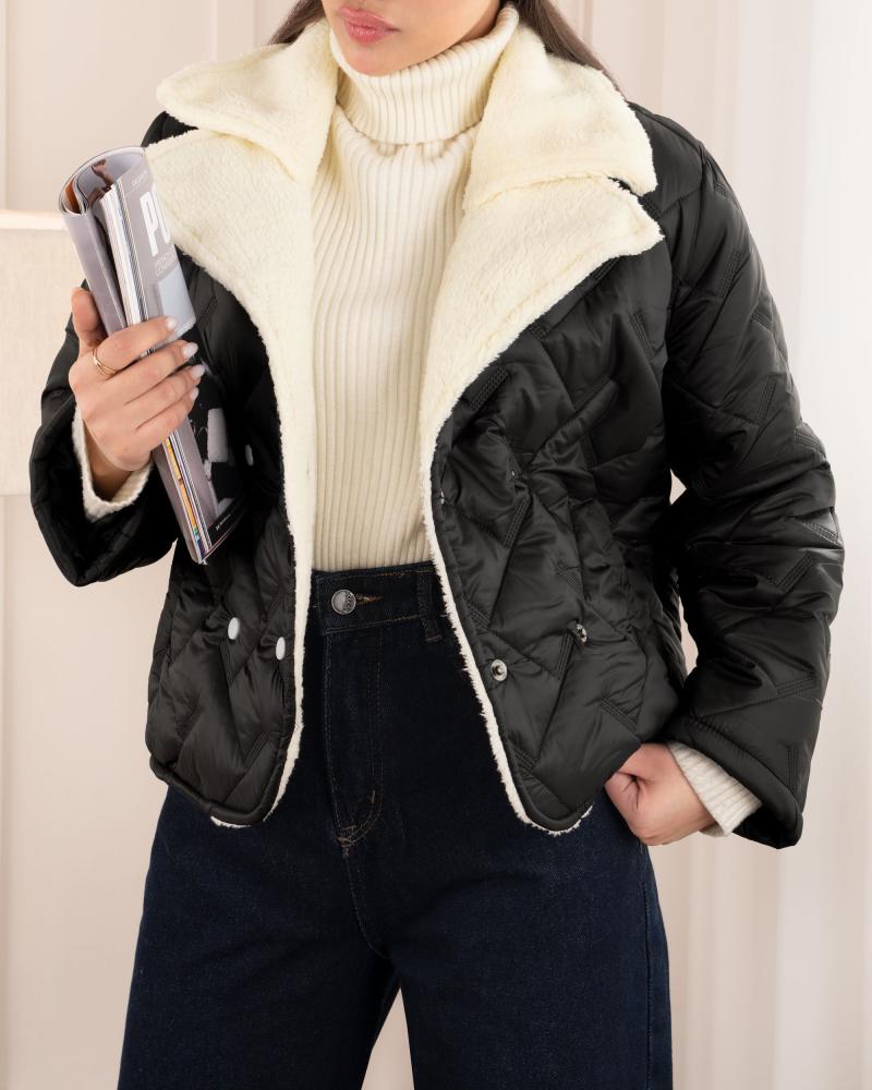 کاپشن آستردار مشکی کد 26996