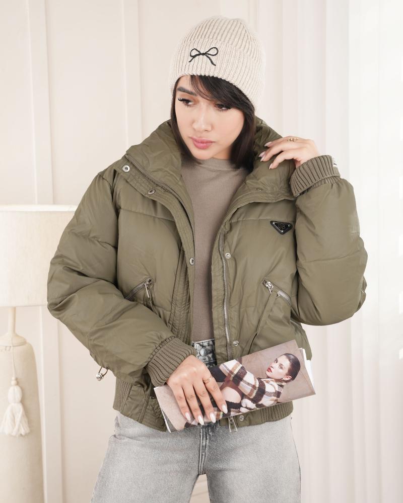 کاپشن یقه ایستاده سبز کد 26999