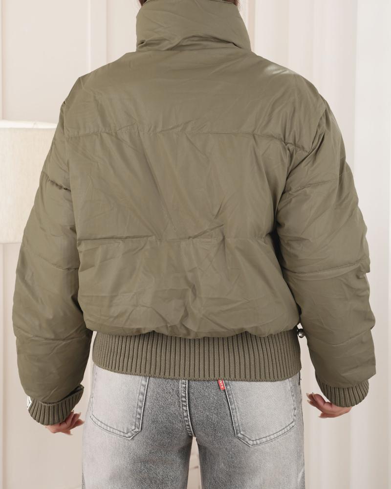 کاپشن یقه ایستاده سبز کد 26999