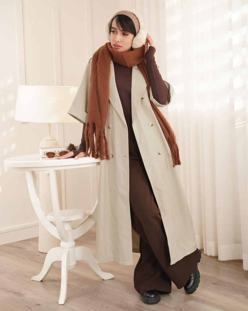 بارانی بلند استخونی کد 26158