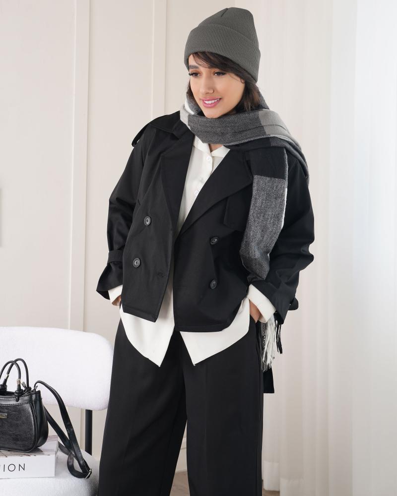 ترنچ کت مشکی سوینا کد 25369