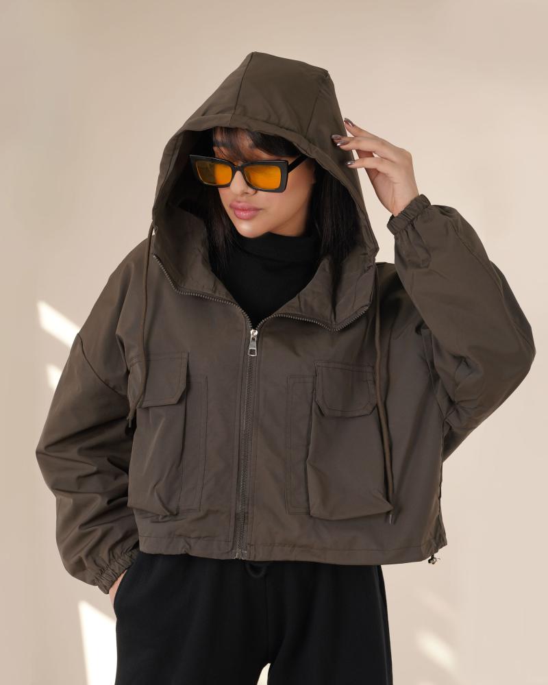 بامبر بارانی ساده کلاه دار کد 26178