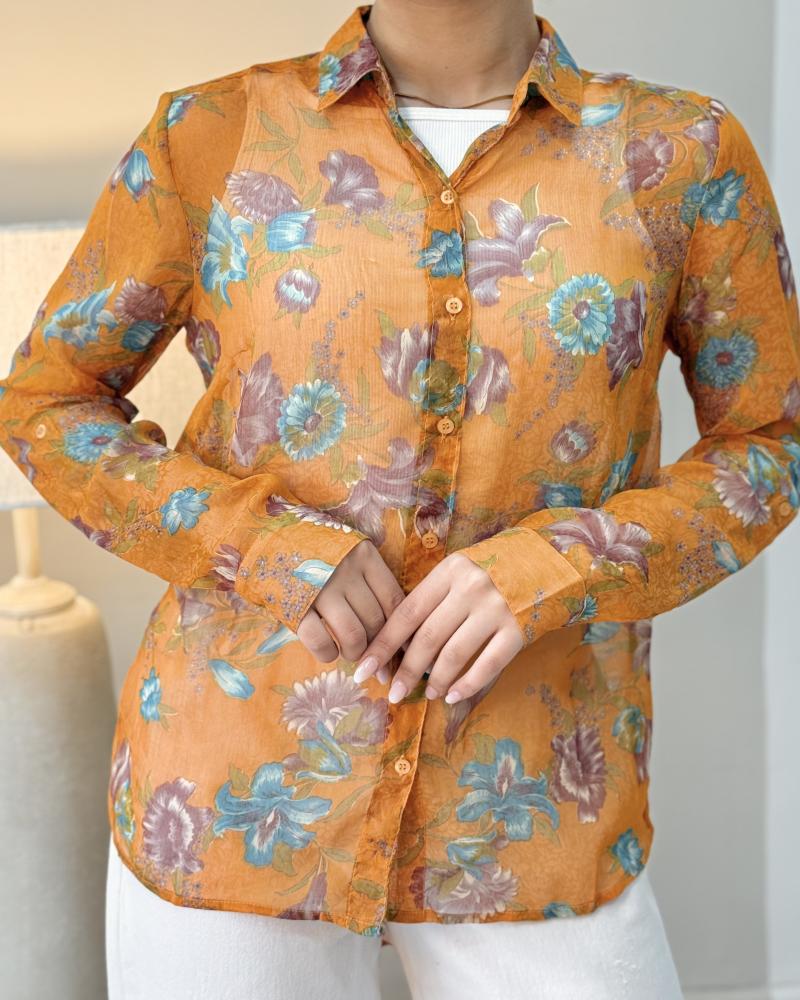 شومیز حریر نارنجی کد 29317
