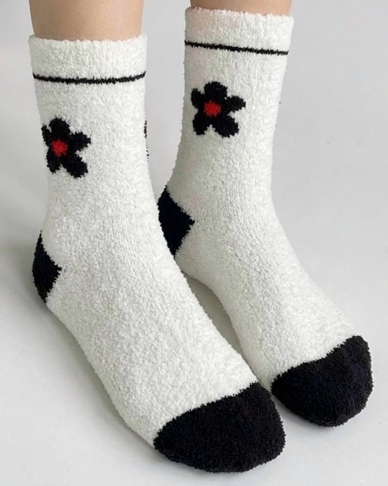 جوراب حوله ای گلدار کد 26579