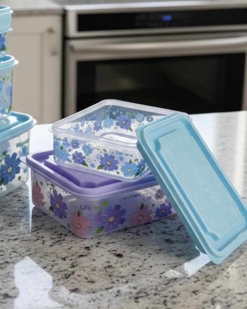 ظرف نگهدارنده گلدار ( 4 تیکه ) کد 26399