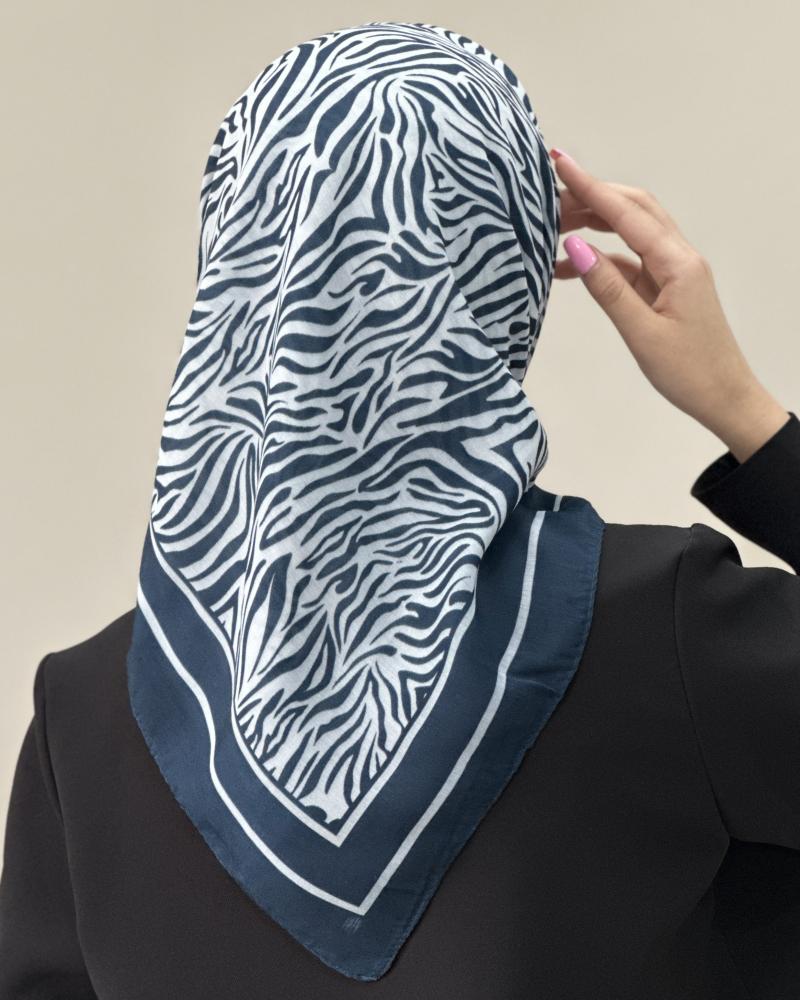 مینی اسکارف میکس سرمه ای کد 30013