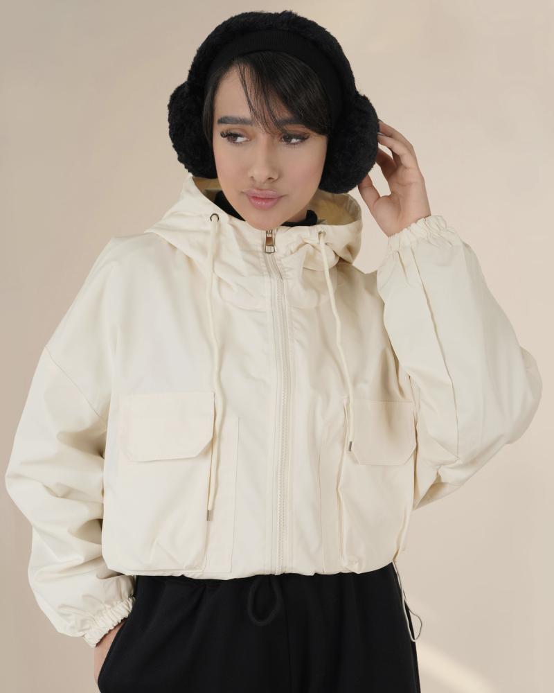 بامبر بارانی ساده کلاه دار کد 26178