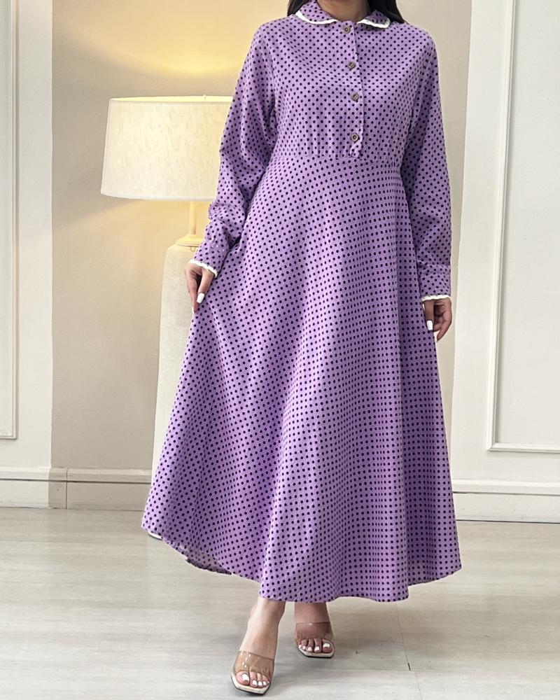 پیراهن بنفش ایراددار کد 30359