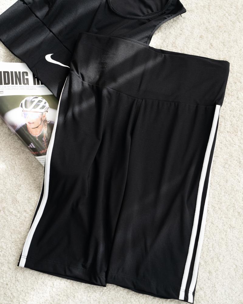 بایکر بغل خط دار مشکی کد 6084