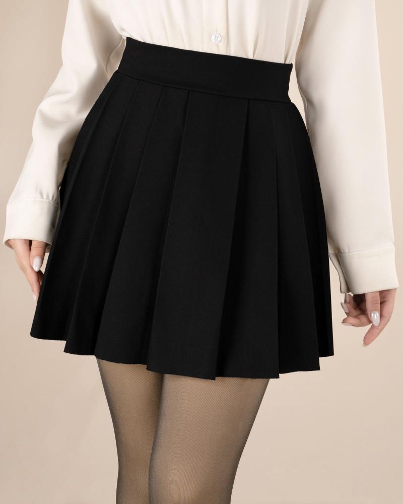 دامن مشکی جلوپیله کد 0654