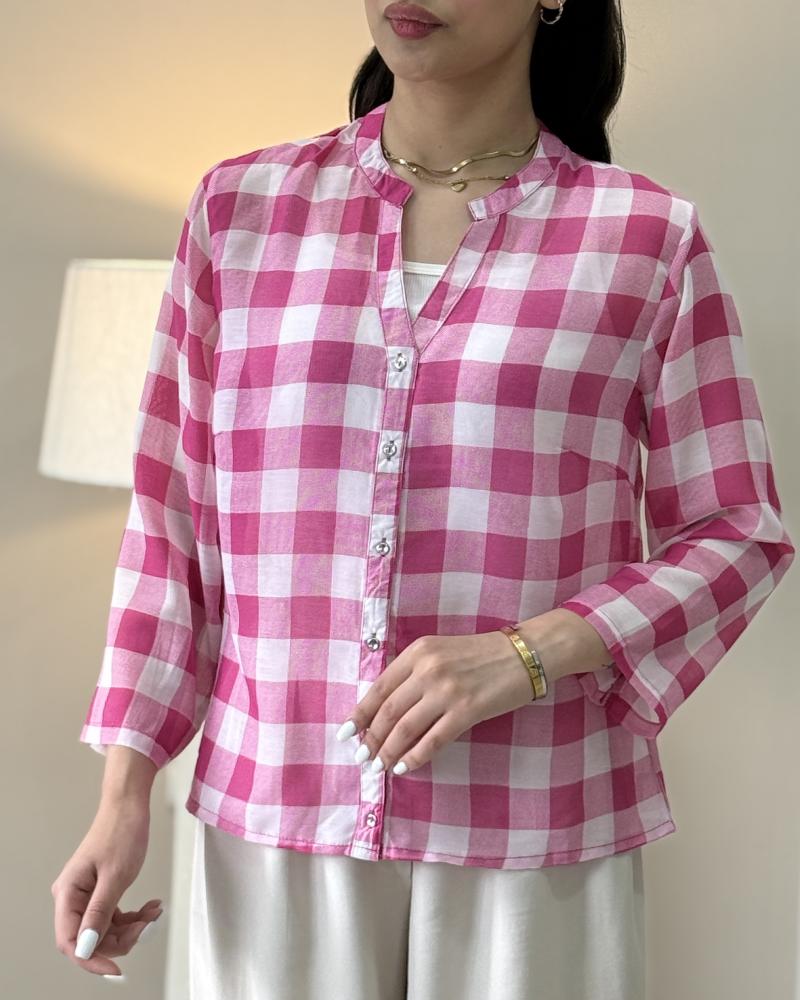 شومیز چهارخونه ژینا کد 30443