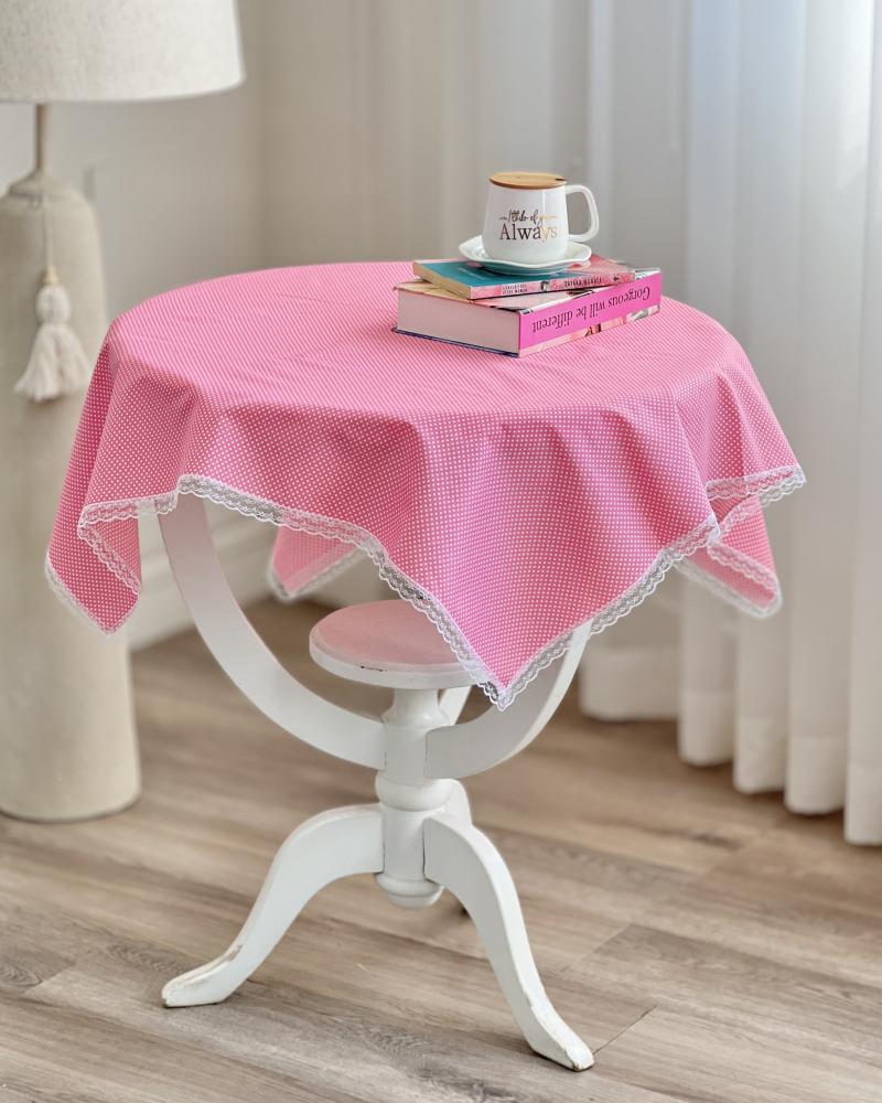 سفره رومیزی خالدار صورتی کد 27144