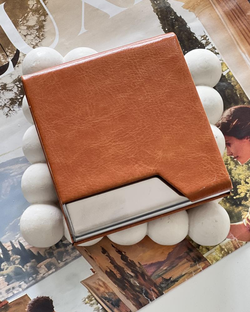 جاسیگاری چرمی عسلی کد 27269