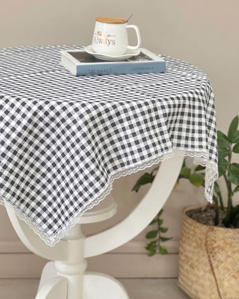 رومیزی چهارخونه طوسی کد 27307