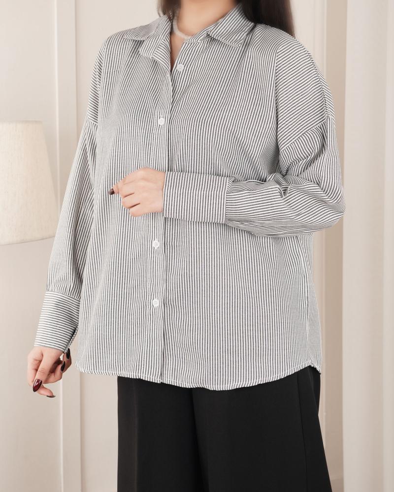 شومیز راه راه مشکی کد 27422