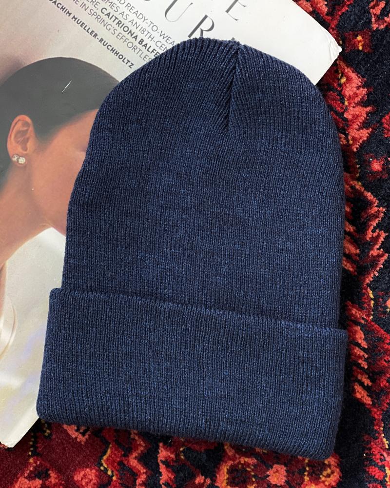 کلاه بافت ساده سرمه ای کد 25974