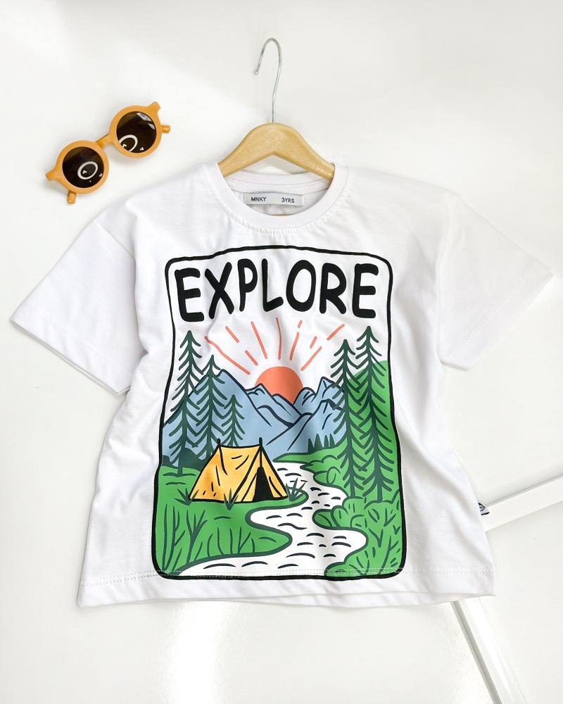 تیشرت سفید explore ( ۳ تا ۶ سال ) کد 28261