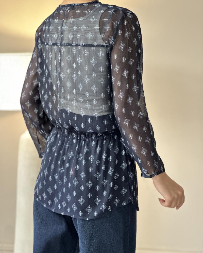 شومیز حریر سرمه ای طیلا کد 29250