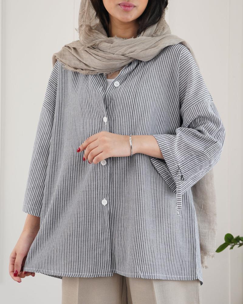 شومیز مانتویی راه راه ناتالی کد 24295