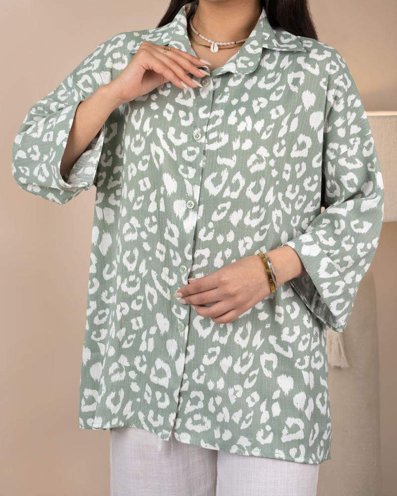 شومیز پلنگی نگین دار کد 28863