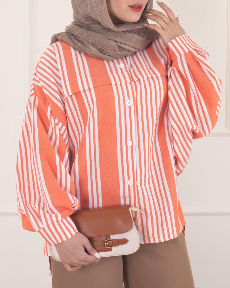 شومیز راه راه نارنجی کد 22200