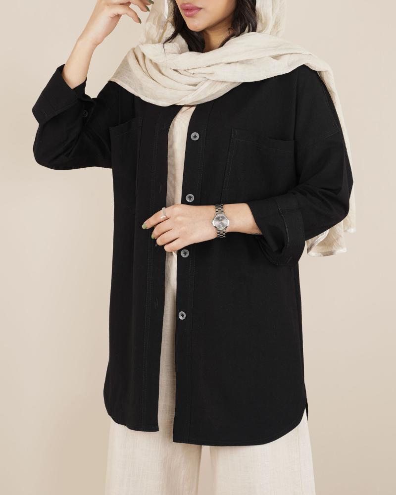 شومیز مانتویی مشکی آدنیس کد 23899