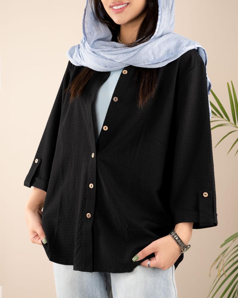 شومیز اطلس مشکی کد 23933