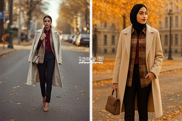 استایل رسمی با بلوز، شکت و پالتو