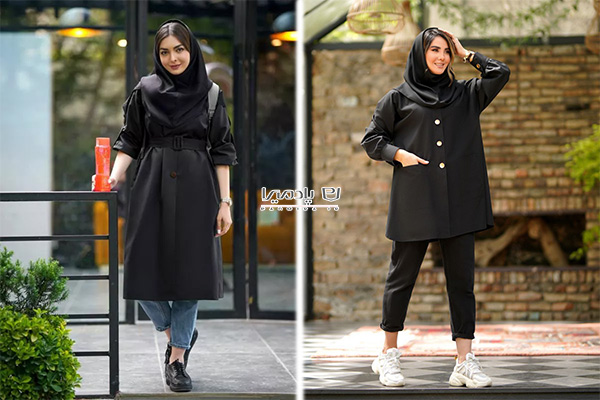 استایل با مانتو مشکی ساده