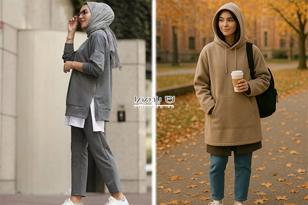 هودی دخترانه روی مانتو اسپرت