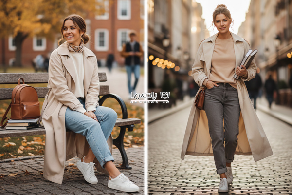 استایل دانشجویی و روزمره با سویشرت و شلوار لی زنانه