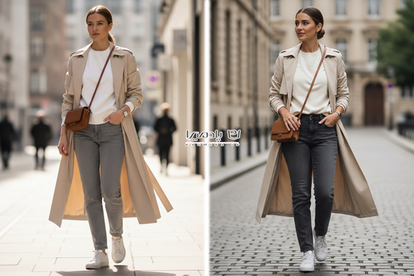 استایل مینیمال با سویشرت و کتونی سفید