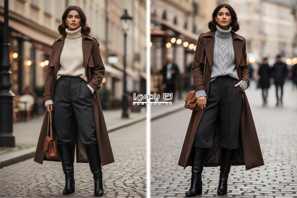 استایل زمستانی با پلیور زنانه و شلوار زمستانی زنانه
