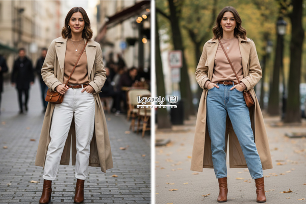 استایل نیمهاسپرت با دورس و شلوار مام استایل