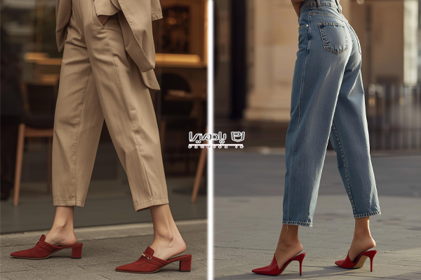 شلوار مام استایل با کفش میول زنانه