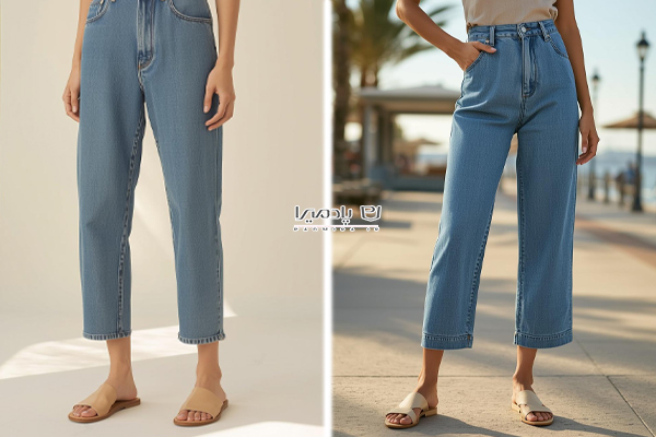 شلوار مام استایل با صندل تخت زنانه