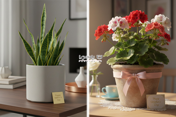 گلدان و گیاه خانگی برای هدیه روز مادر