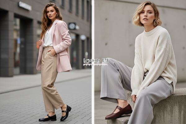 ست کردن شلوار بگ با کفش مری جین